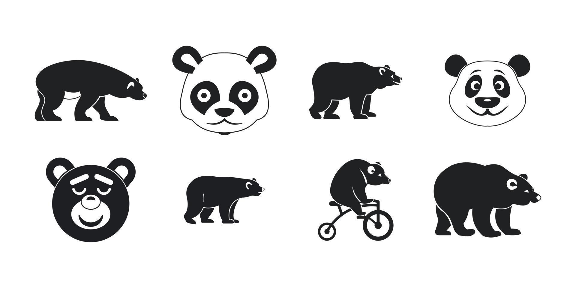 Bear icon set, simple style vector