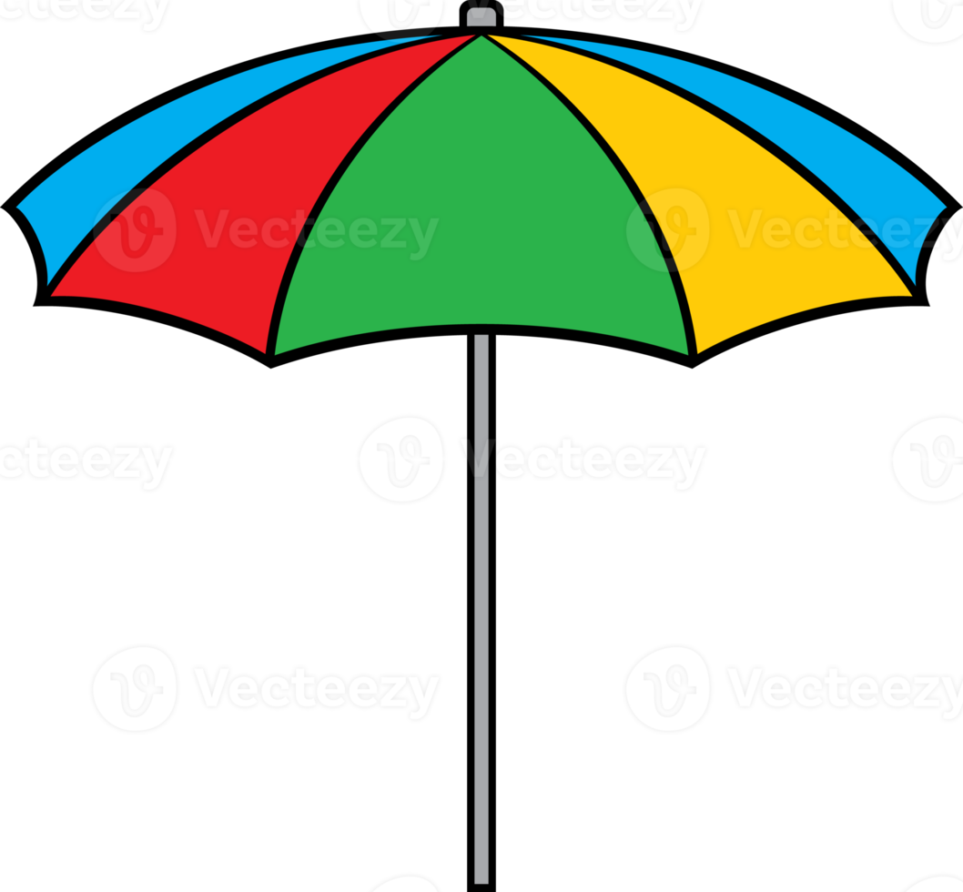 Illustration of colorful beach umbrella png