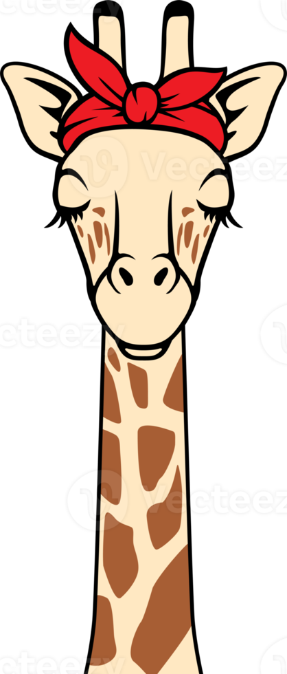 testa di giraffa con illustrazione png bandana rossa