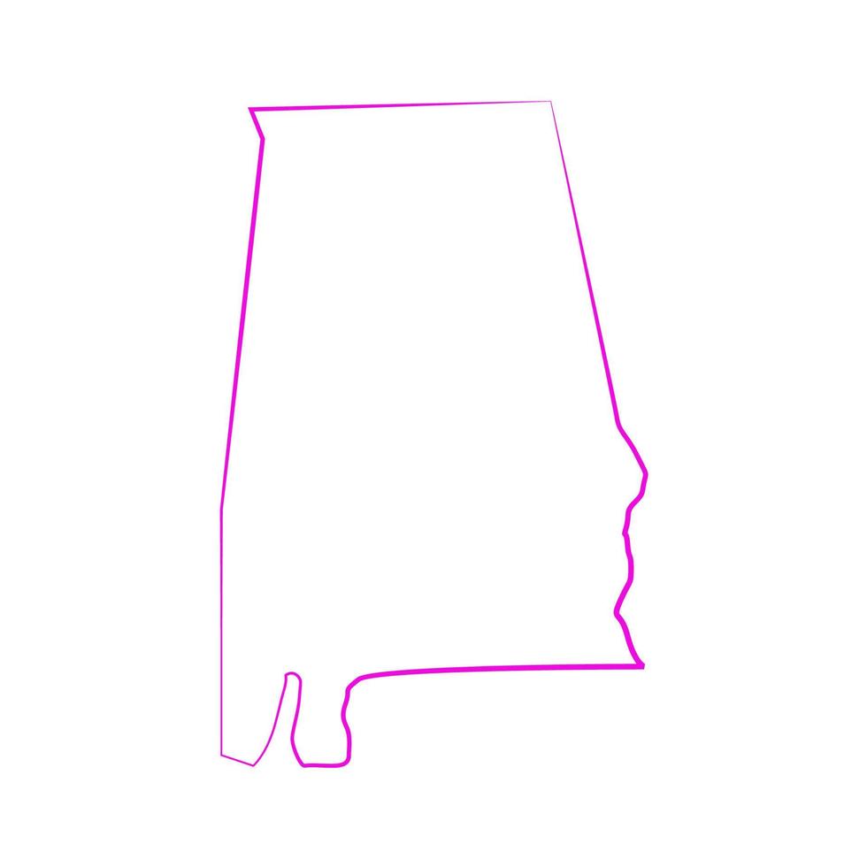 Mapa de Alabama sobre fondo blanco. vector