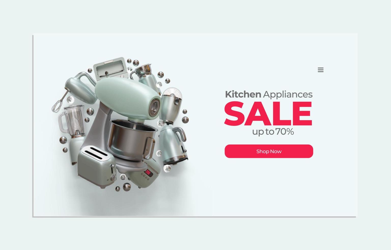Kitchen Landing Page Template With Stand Mixer 3D Render Illustration vector