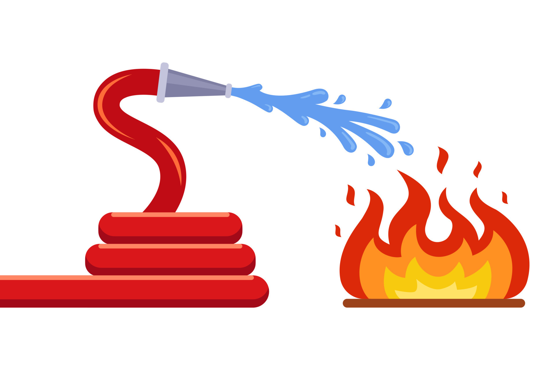 manguera contra incendios extinguir el fuego. localización del fuego