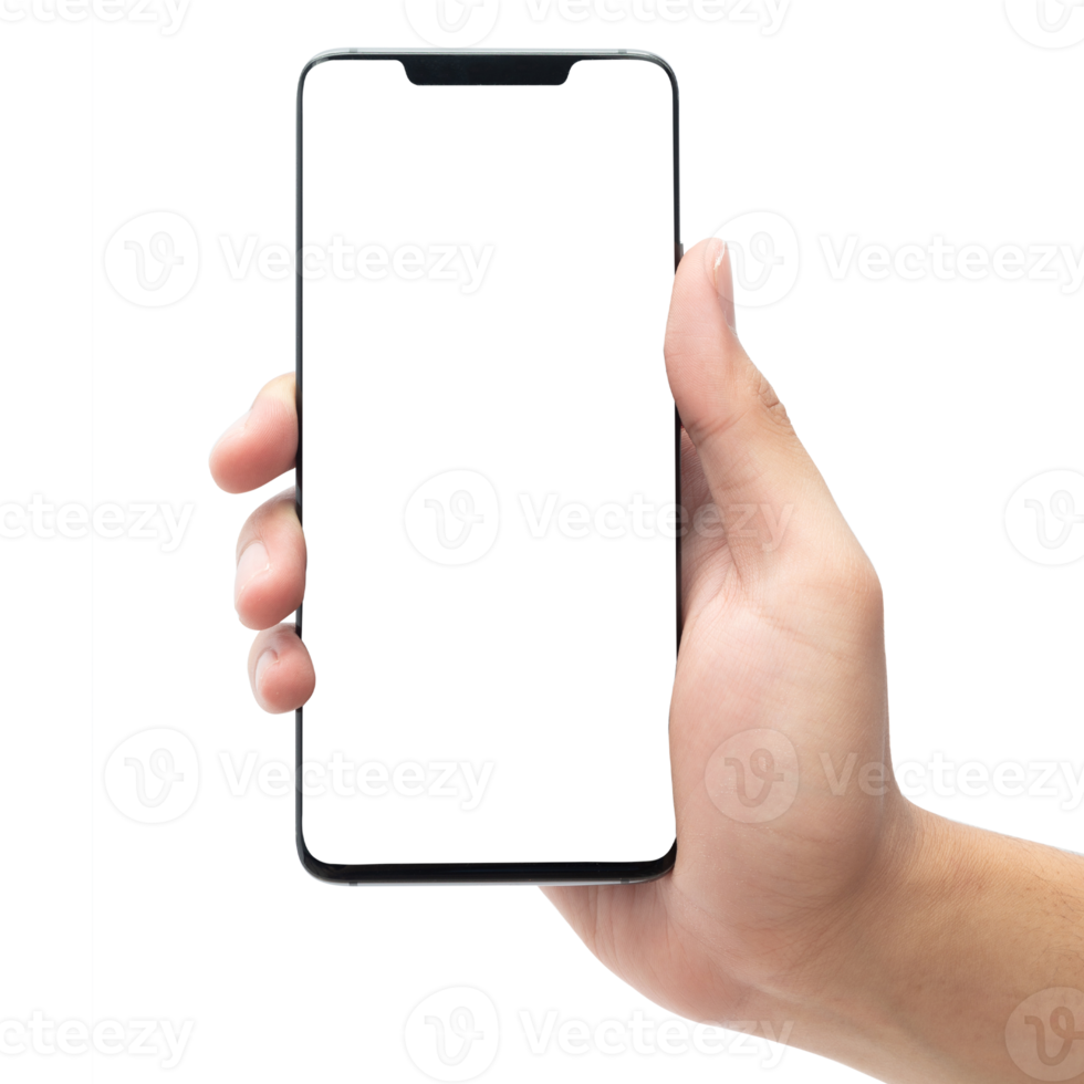 Free Hand Holding Smartphone With Screen Mockup Png With Transparent Background