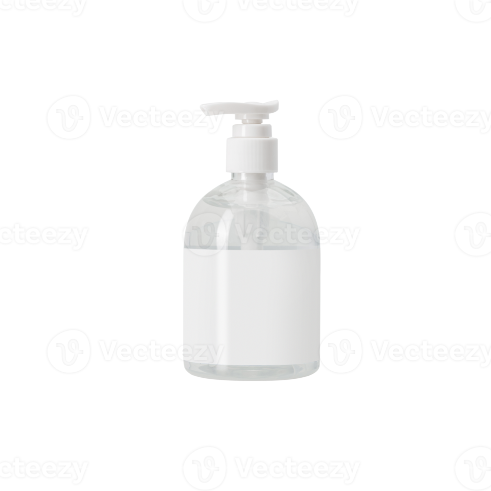 Hand sanitizer in a clear pump bottle mockup, Png file