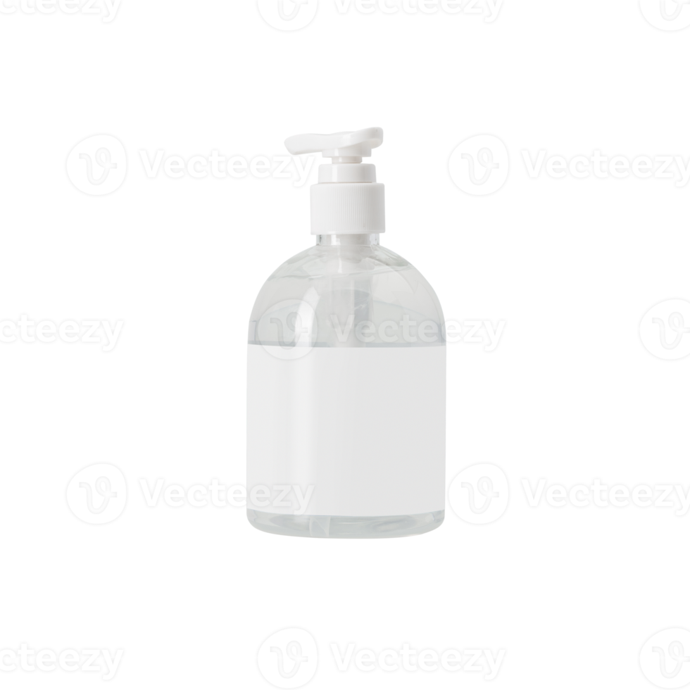Hand sanitizer in a clear pump bottle mockup, Png file