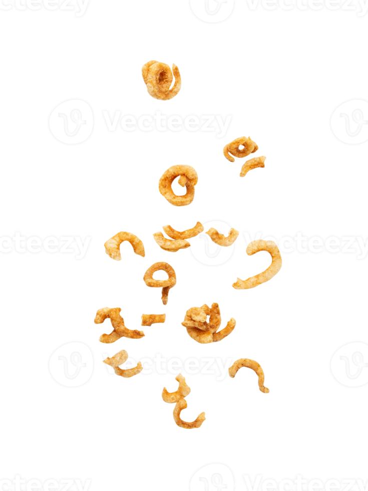 Falling crispy pork rinds cutout, Png file