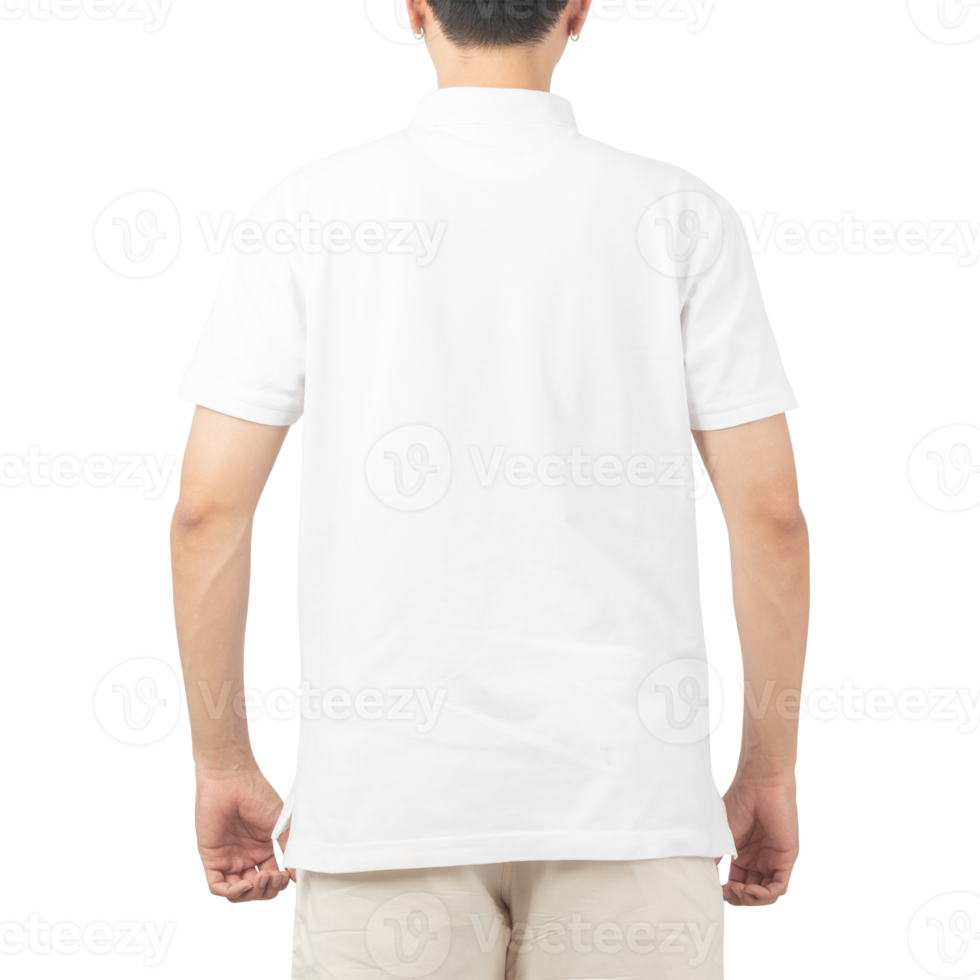 Man in white Polo t-shirt mockup, Design template png