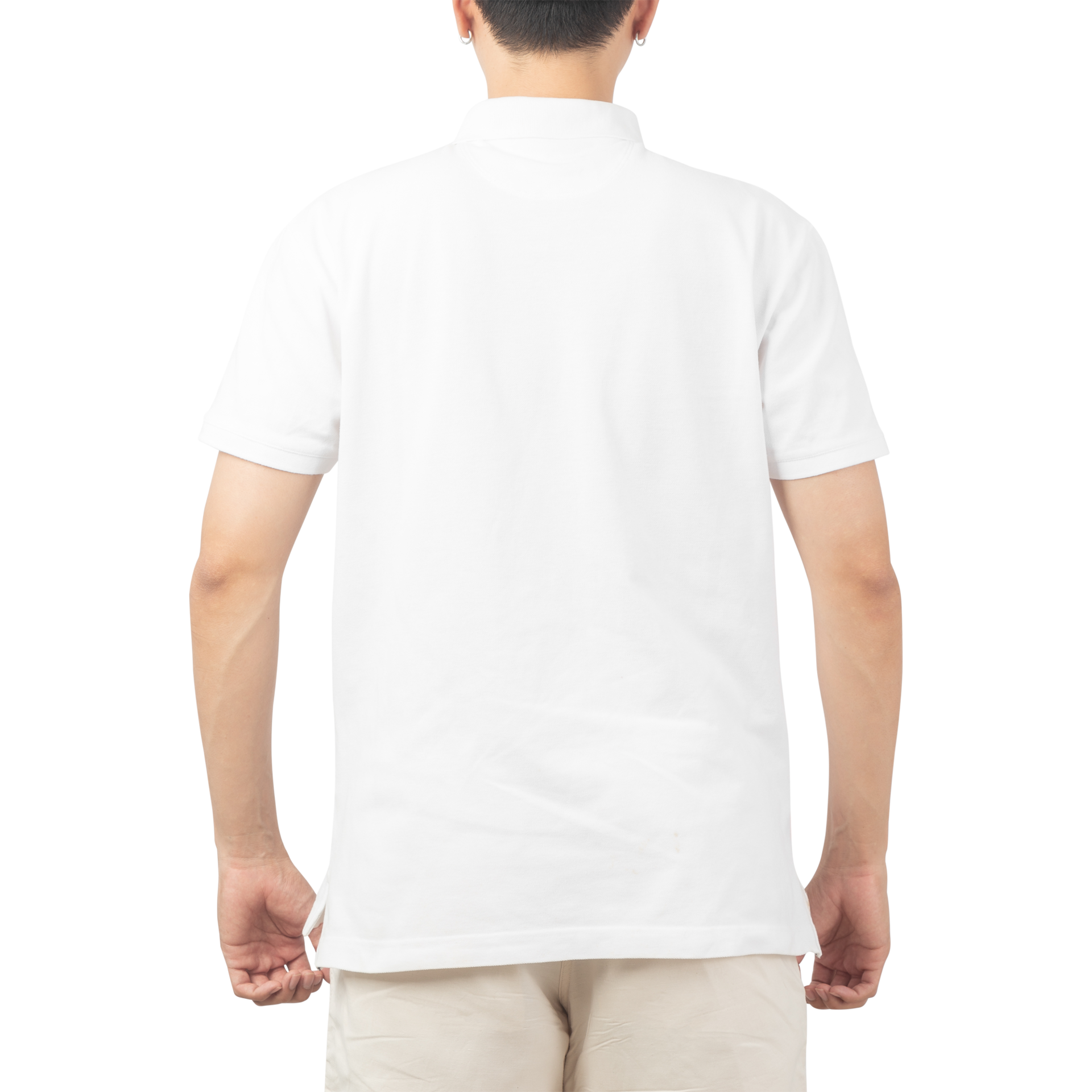 Man in white Polo t-shirt mockup, Design template 8514501 PNG