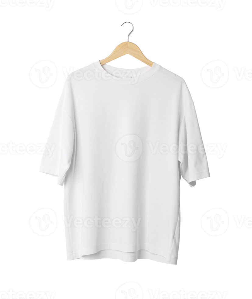 White oversize T shirt mockup hanging, Png file