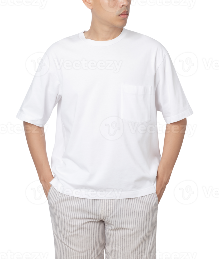 Young man in oversize T shirt mockup cutout, Png file