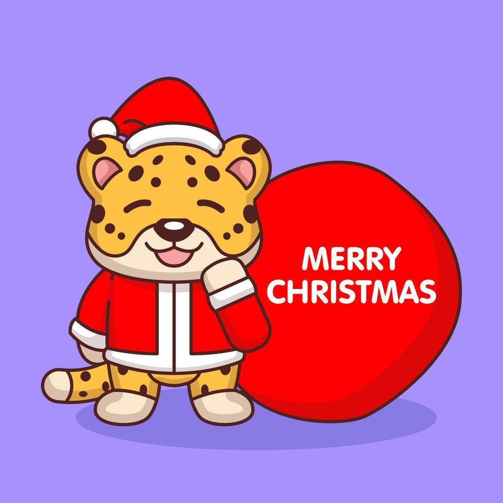 mascota de leopardo de navidad vector