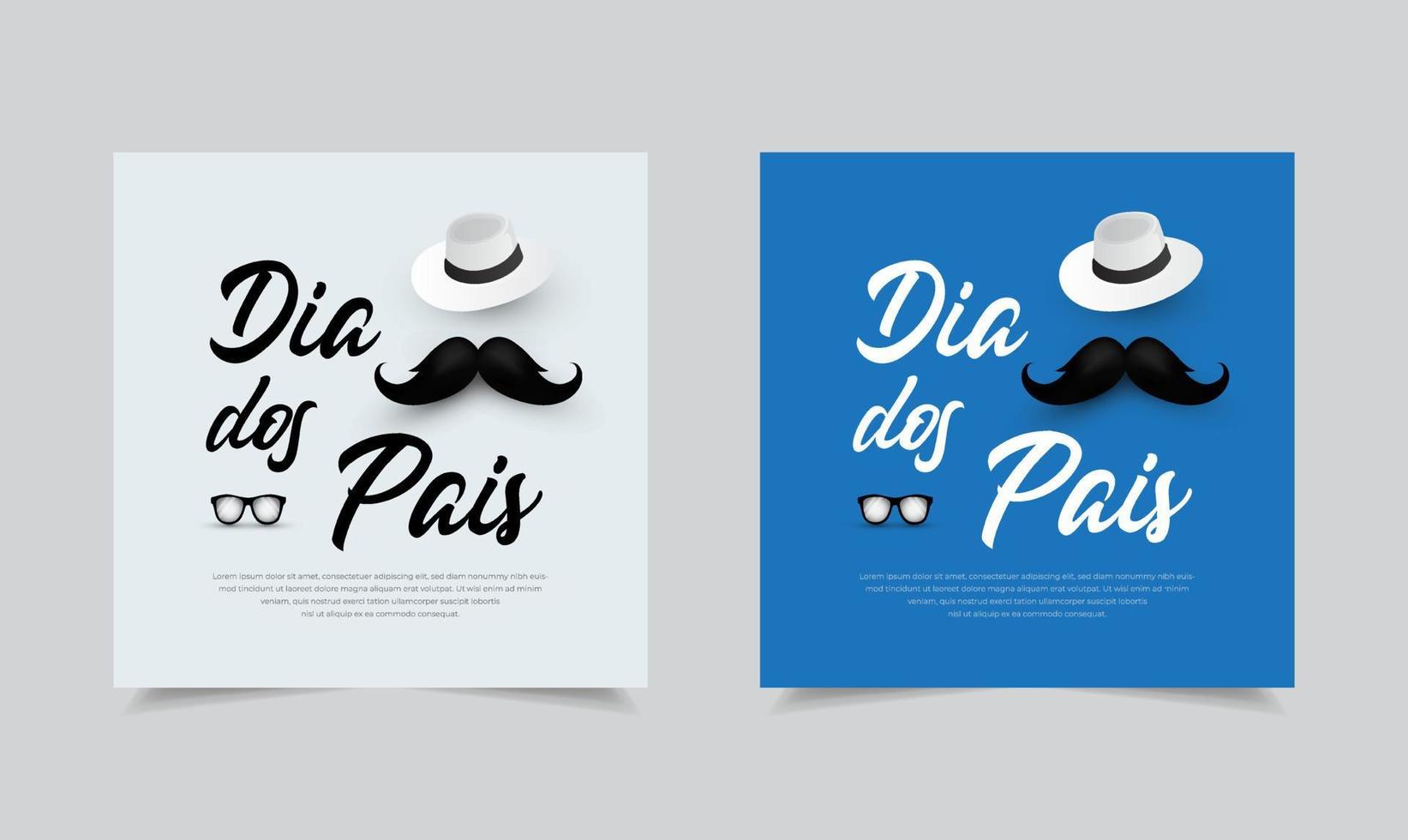 Elegant set of happy father's day design background with heart, hat and mustache vector