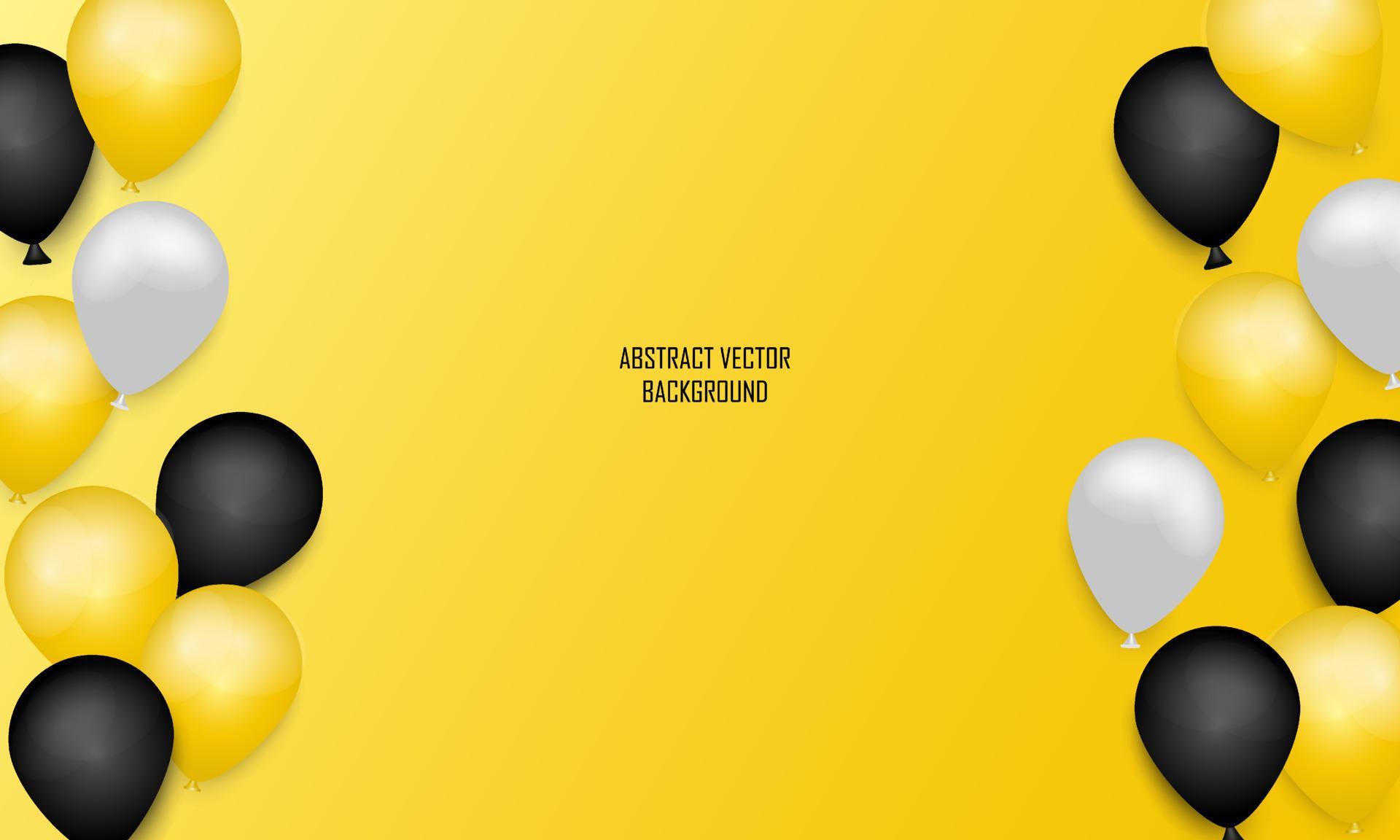 Gradient yellow background with realistic balloon vector. Elegant happy