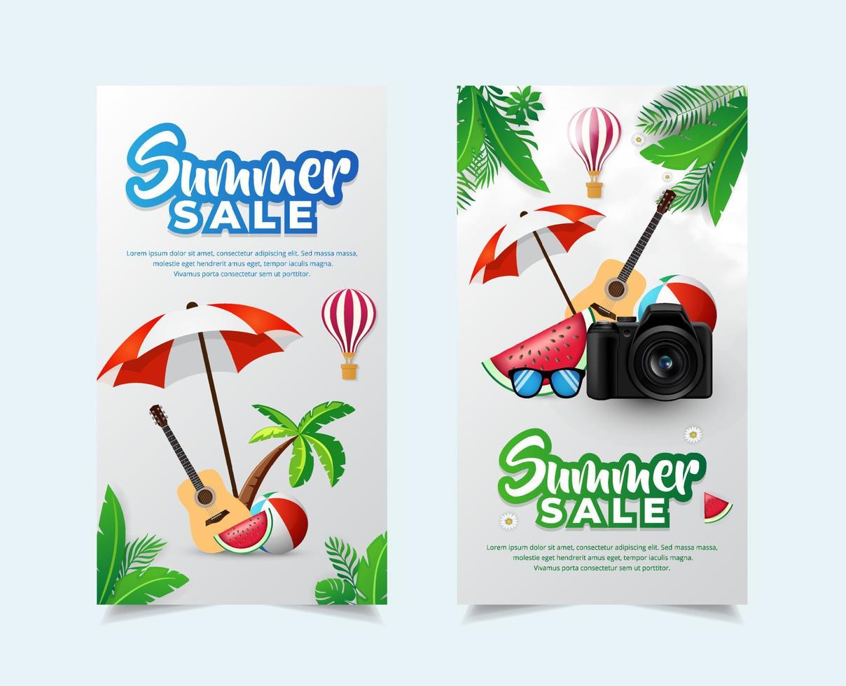 vector de colección de historias de plantilla de diseño de venta de verano simple y limpio