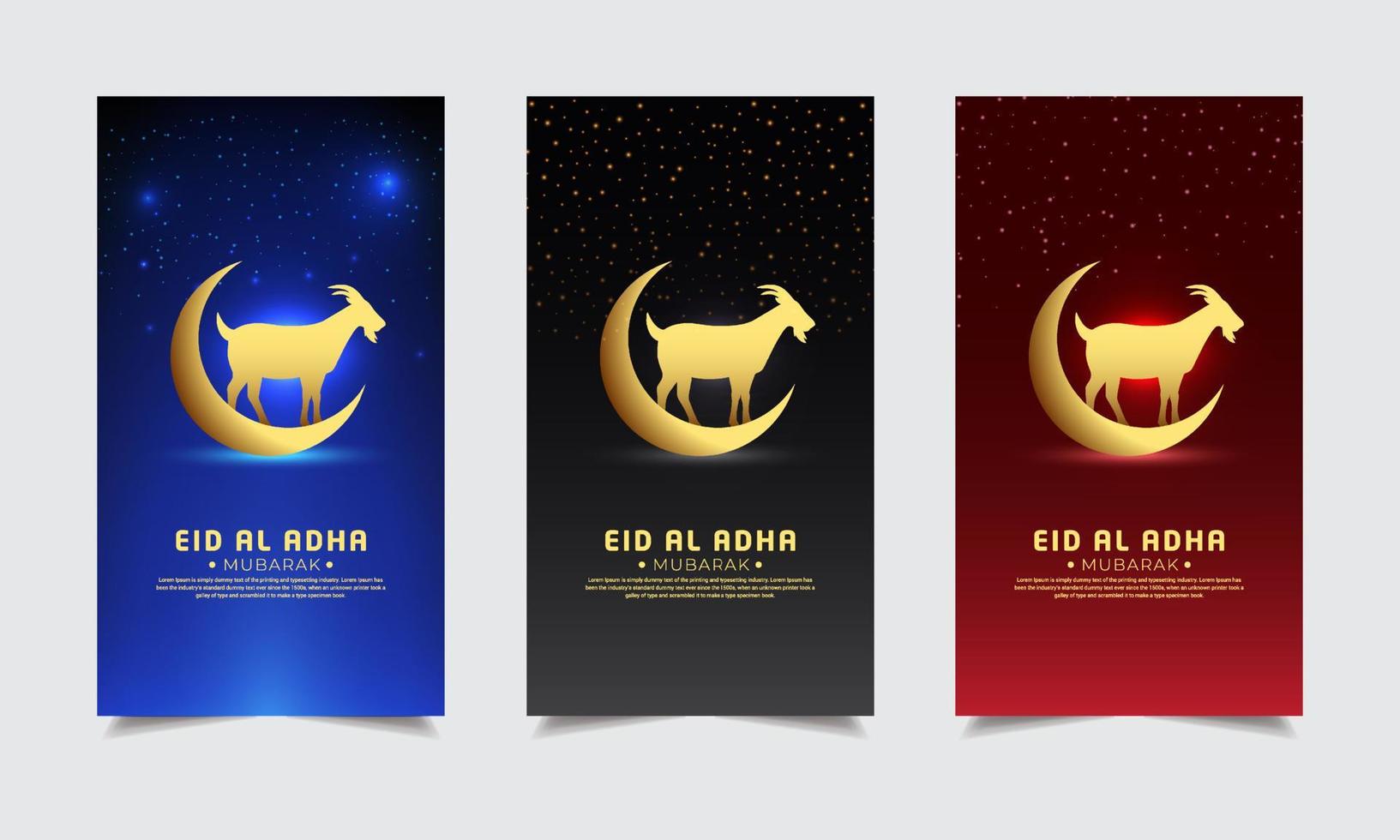 Collection of celebration Eid al adha mubarak design template Stories vector