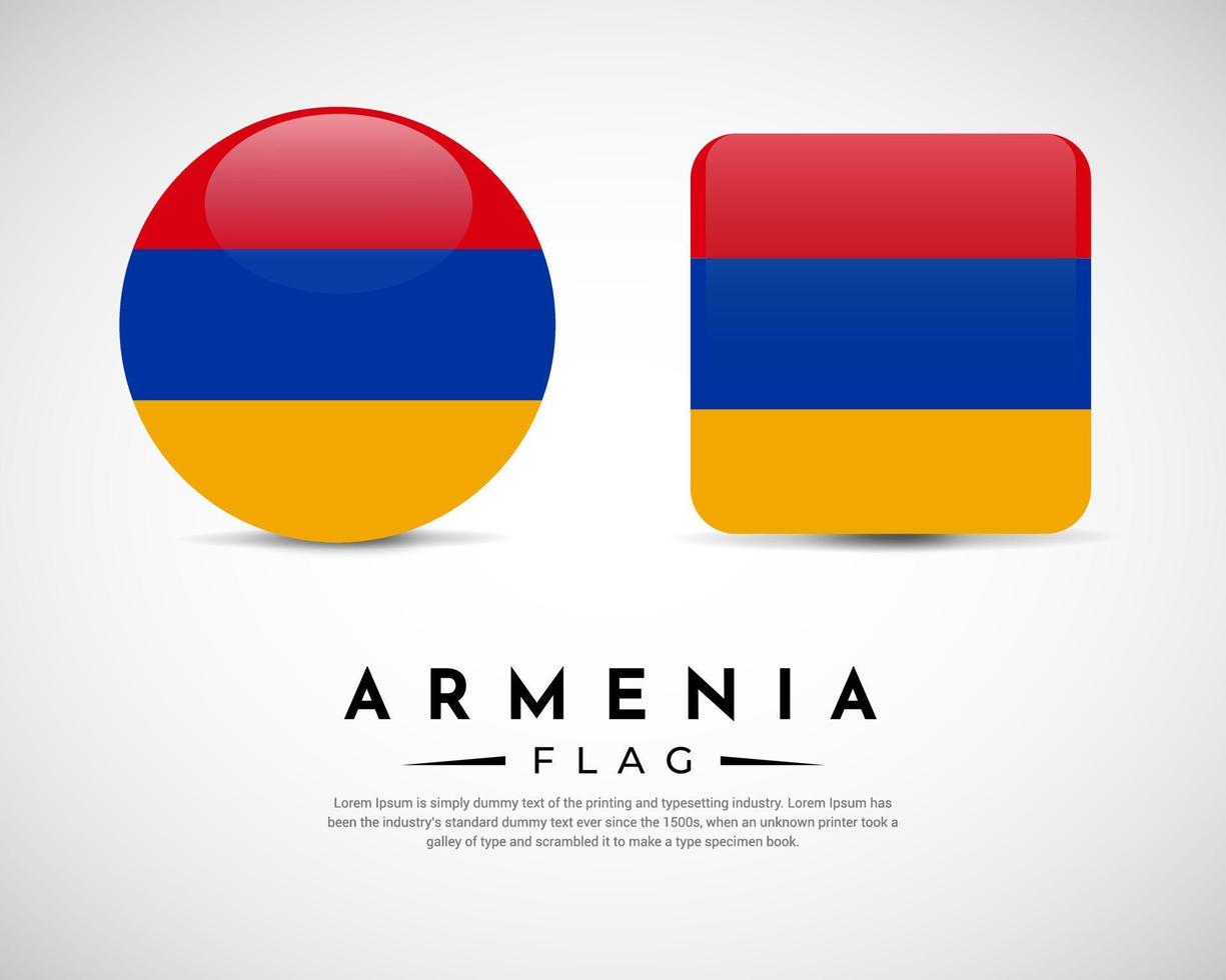 vector de icono de bandera de armenia realista. conjunto de vector de emblema de bandera de armenia