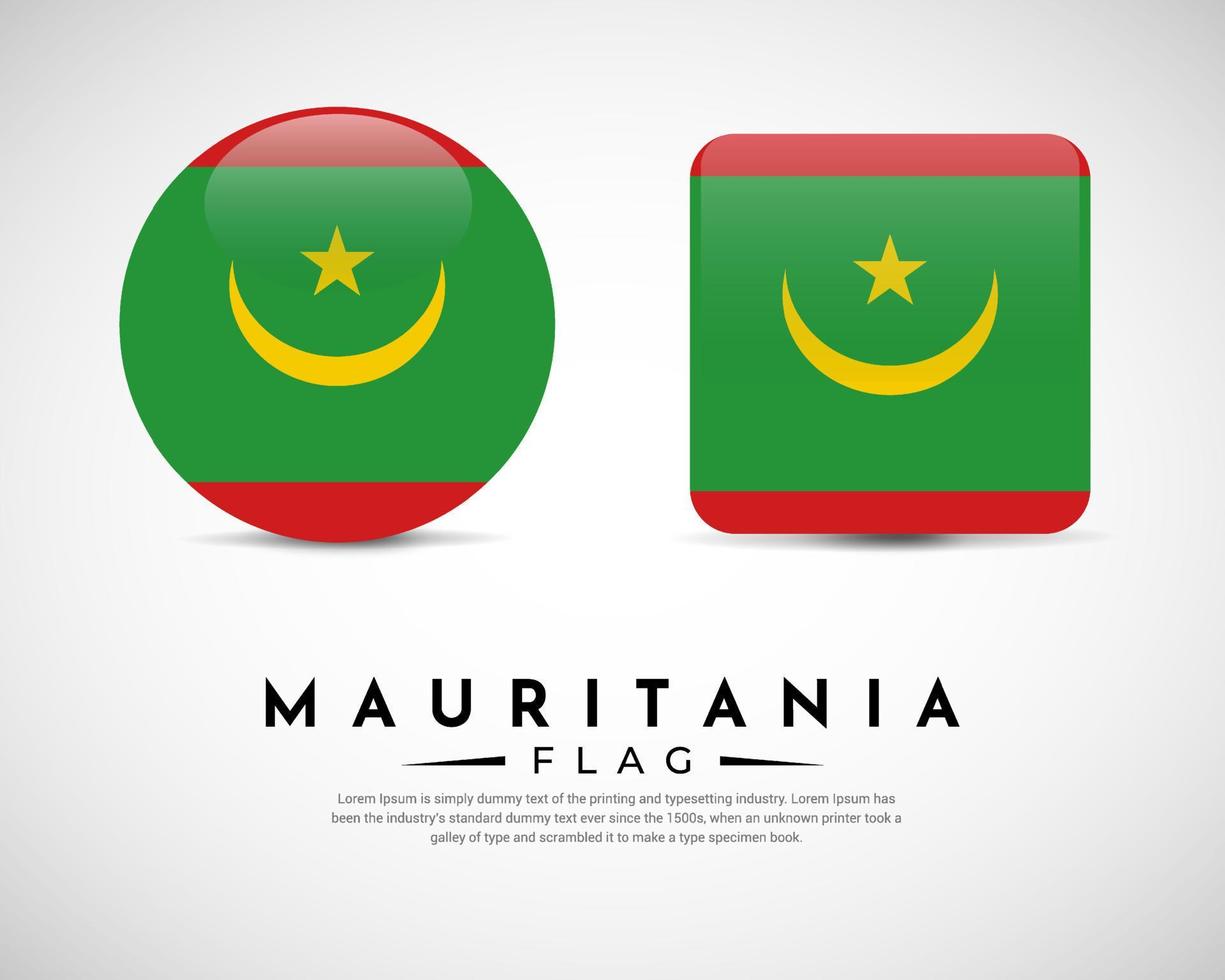 Realistic Mauritania flag icon vector. Set of Mauritania flag emblem vector