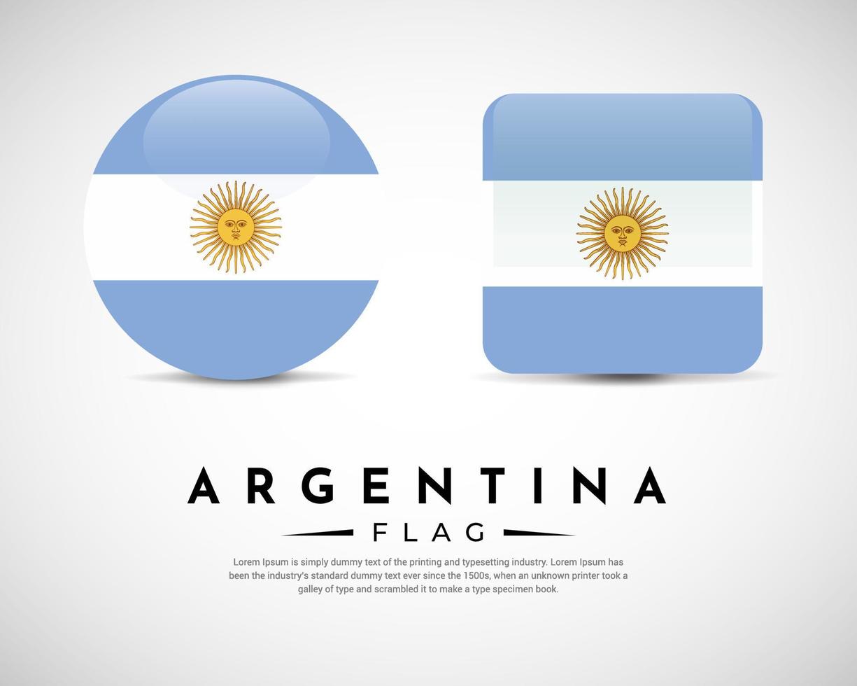 Realistic Argentina flag icon vector. Set of argentina flag emblem vector