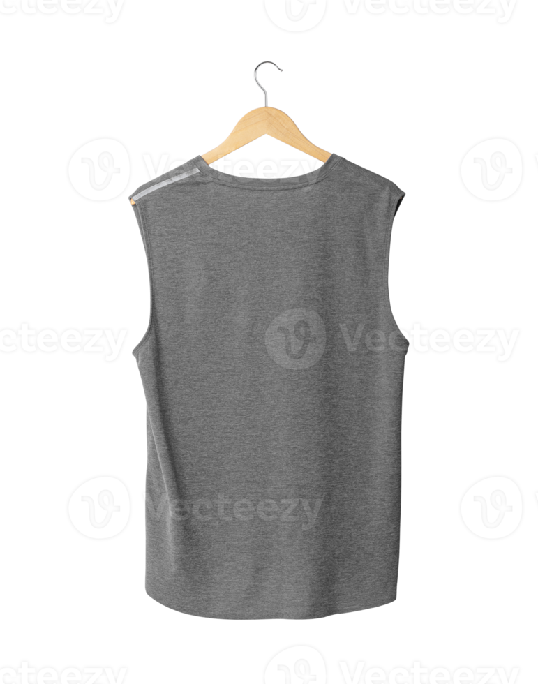 Gray sport Tank top mockup hanging, Png file