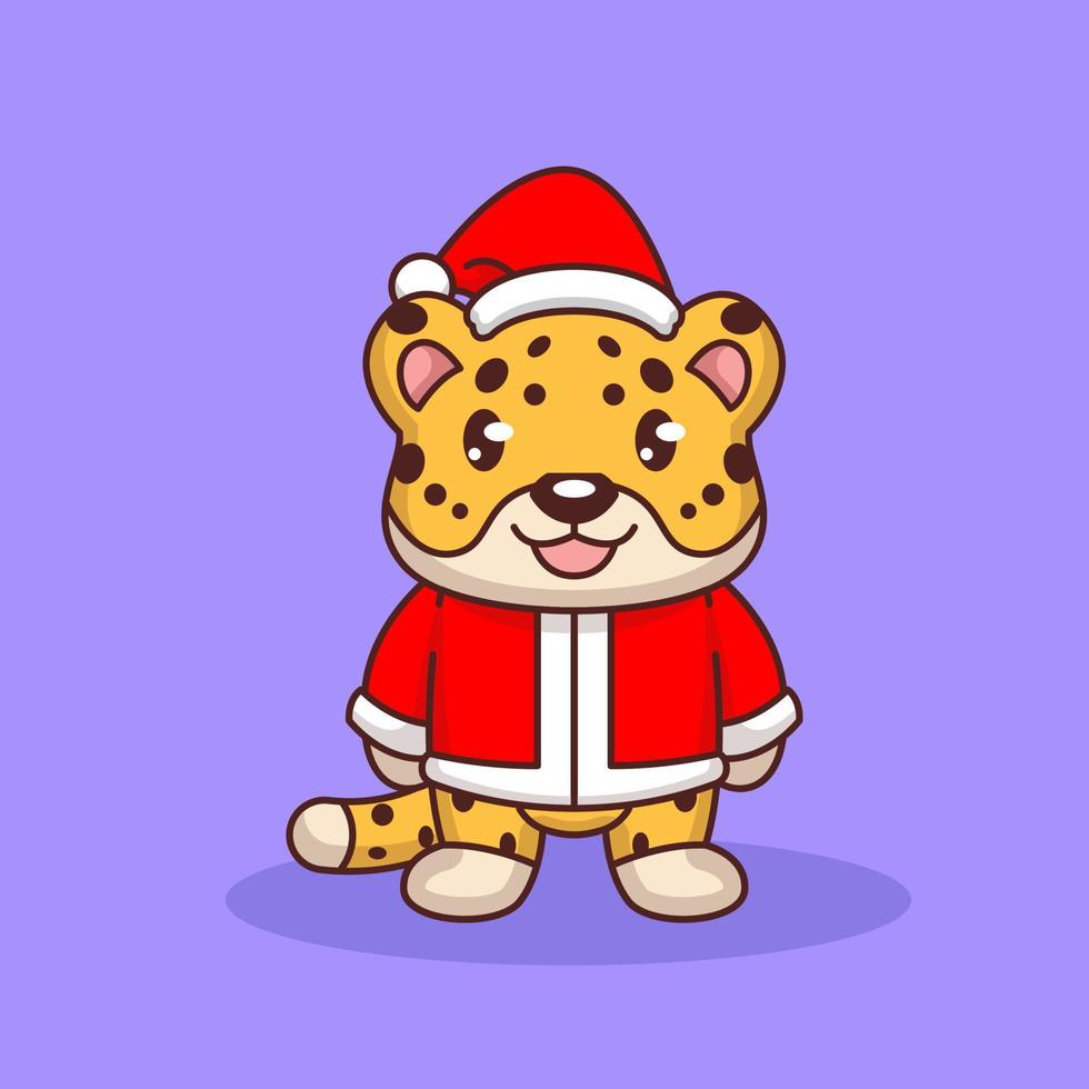 Christmas Leopard mascot vector