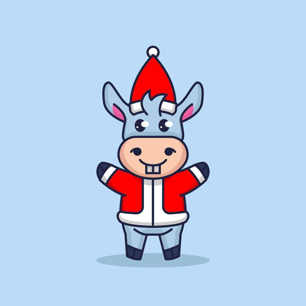 Christmas donkey mascot vector