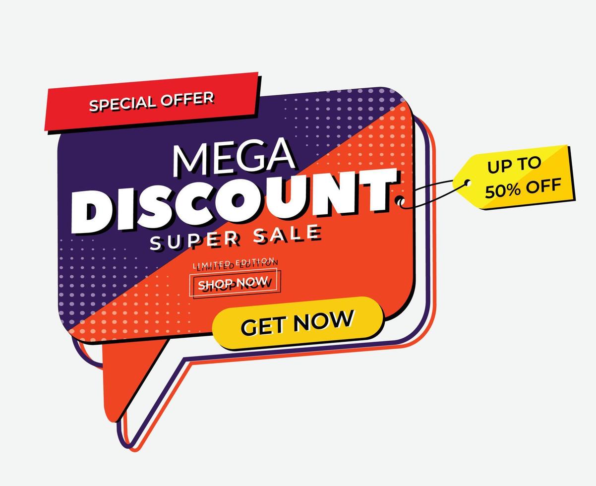 promotional discount banner design in the form of speech bubbles vector