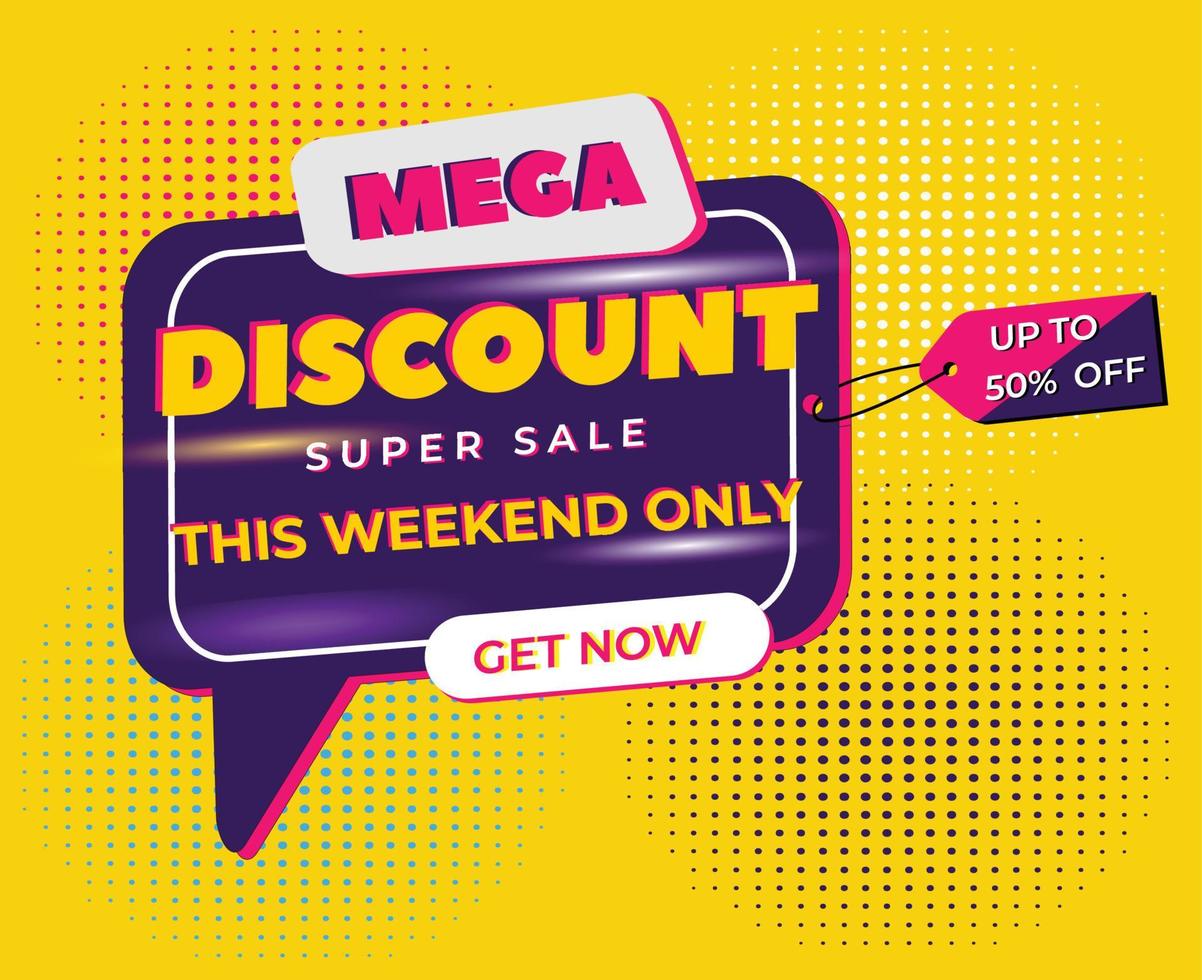super sale mega discount weekend promotion banner vector