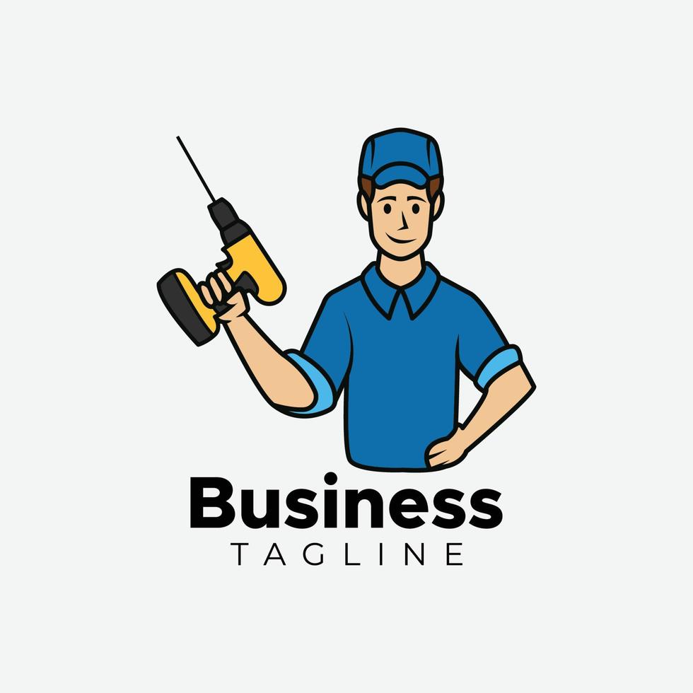 Repairman logo design vector