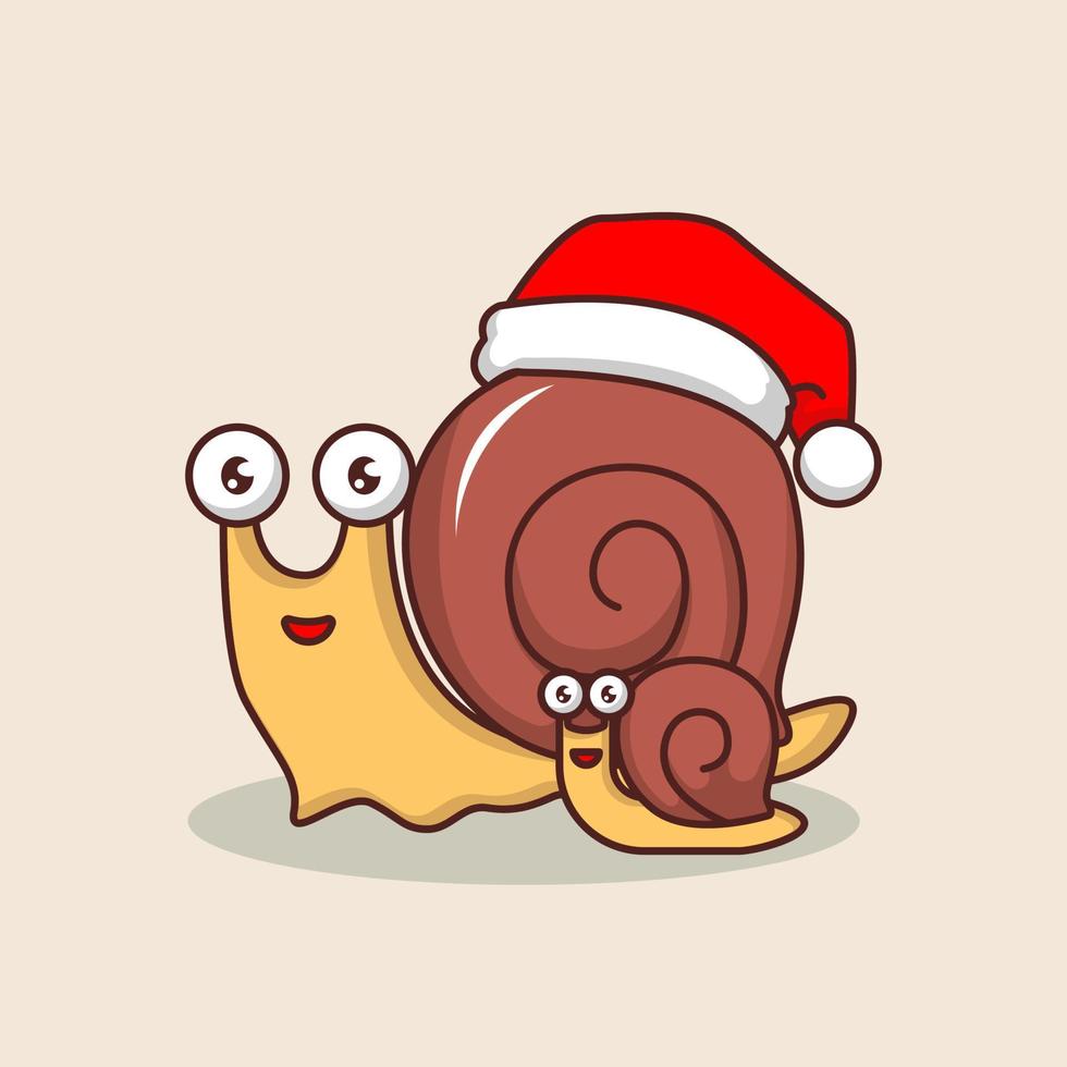 Christmas Snail mascot vector