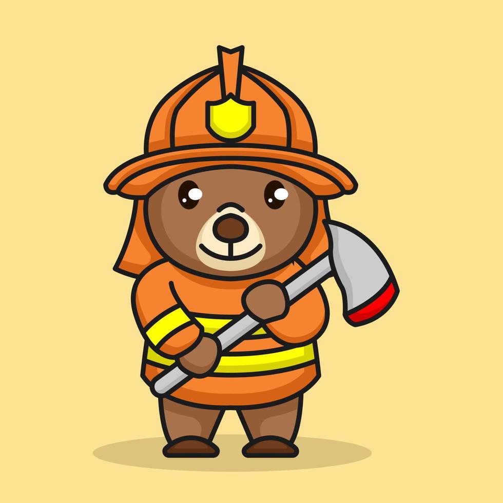 teddy bear firefighter vector