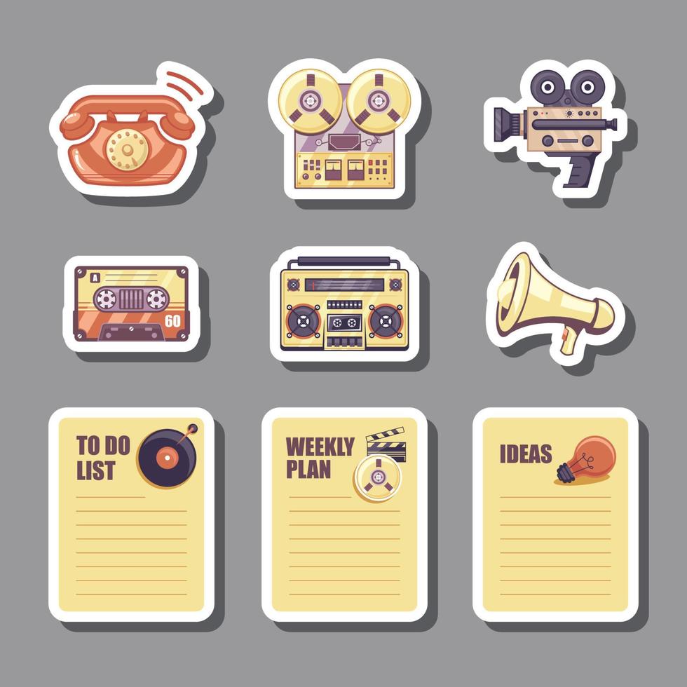 Vintage Journal Stickers Set vector