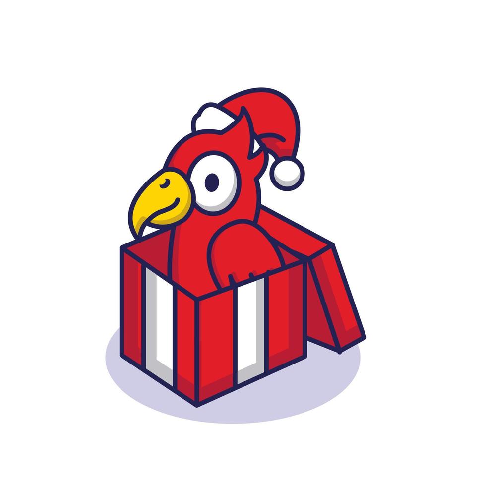 Christmas parrot mascot vector