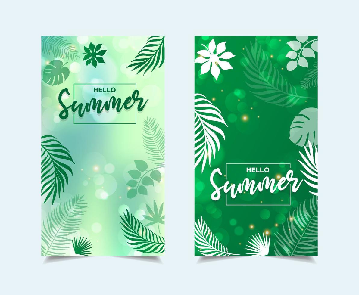 Elegant hello summer design template stories collection vector