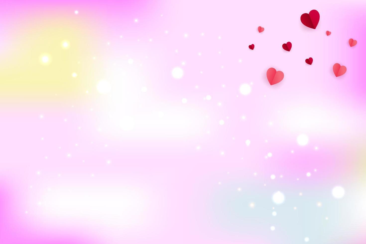 fondo de diseño pastel romántico con corazón y luz brillante vector