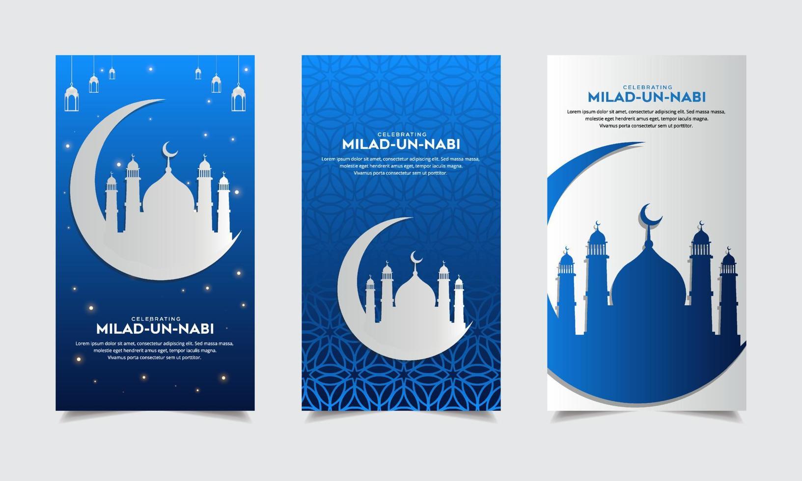 Elegant Maulid Nabi Muhammad design template stories or Mawlid Prophet Muhammad islamic stories vector