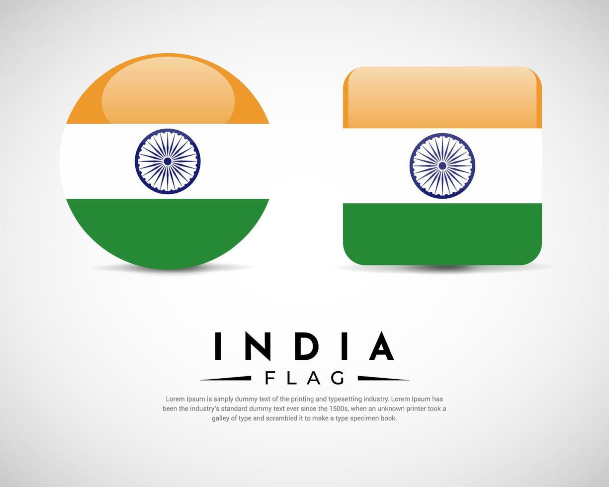 Realistic India flag icon vector. Set of India flag emblem vector