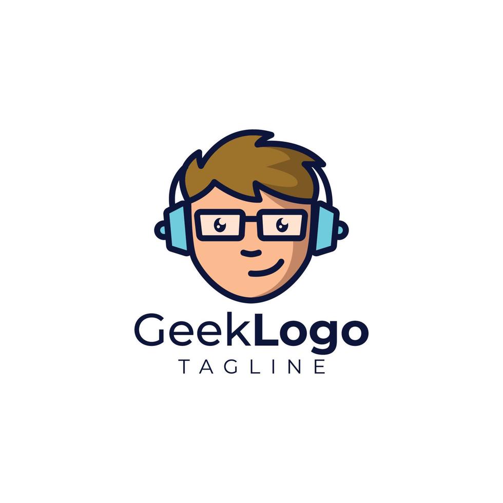 Nerd head logo design vector