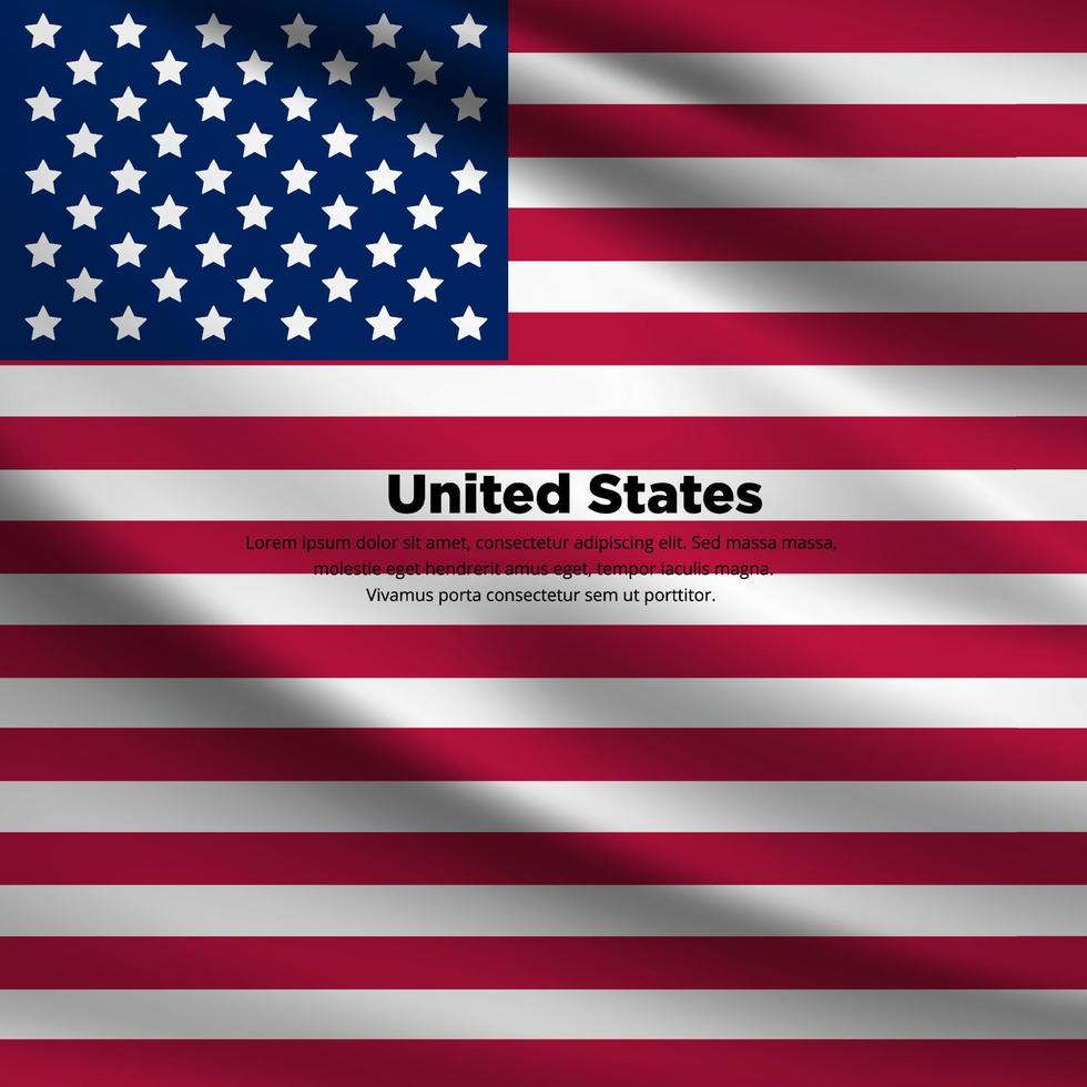 bandera realista del vector de fondo de diseño americano. ondulado, bandera, de, estados unidos, de, americano, vector