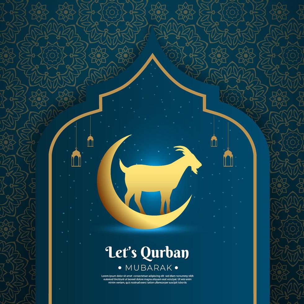 Elegant Eid al adha mubarak design template Stories Collection. Islamic background with goat and mandala ornament. vector