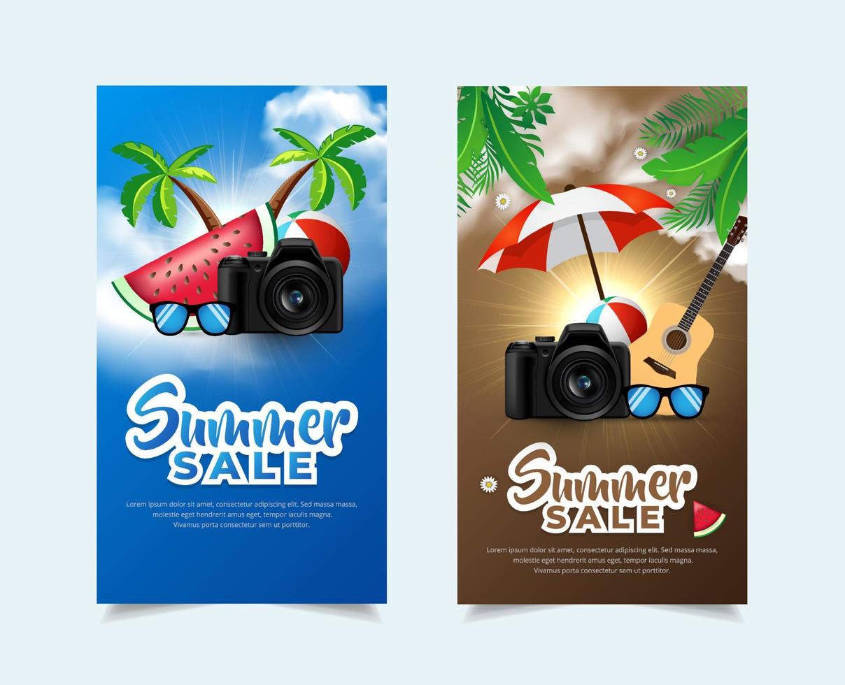 Simple and clean summer sale design template stories collection vector