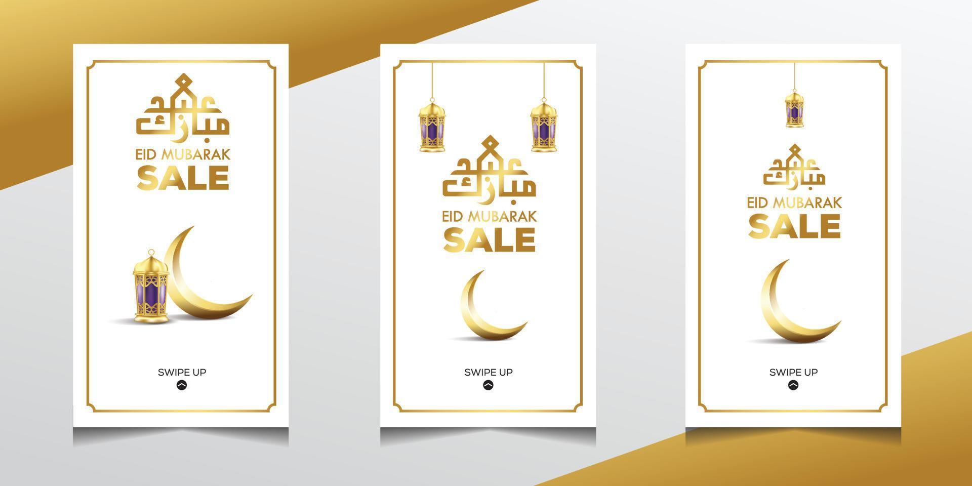 Eid sale stories post template banners ad. Editable vector illustration.