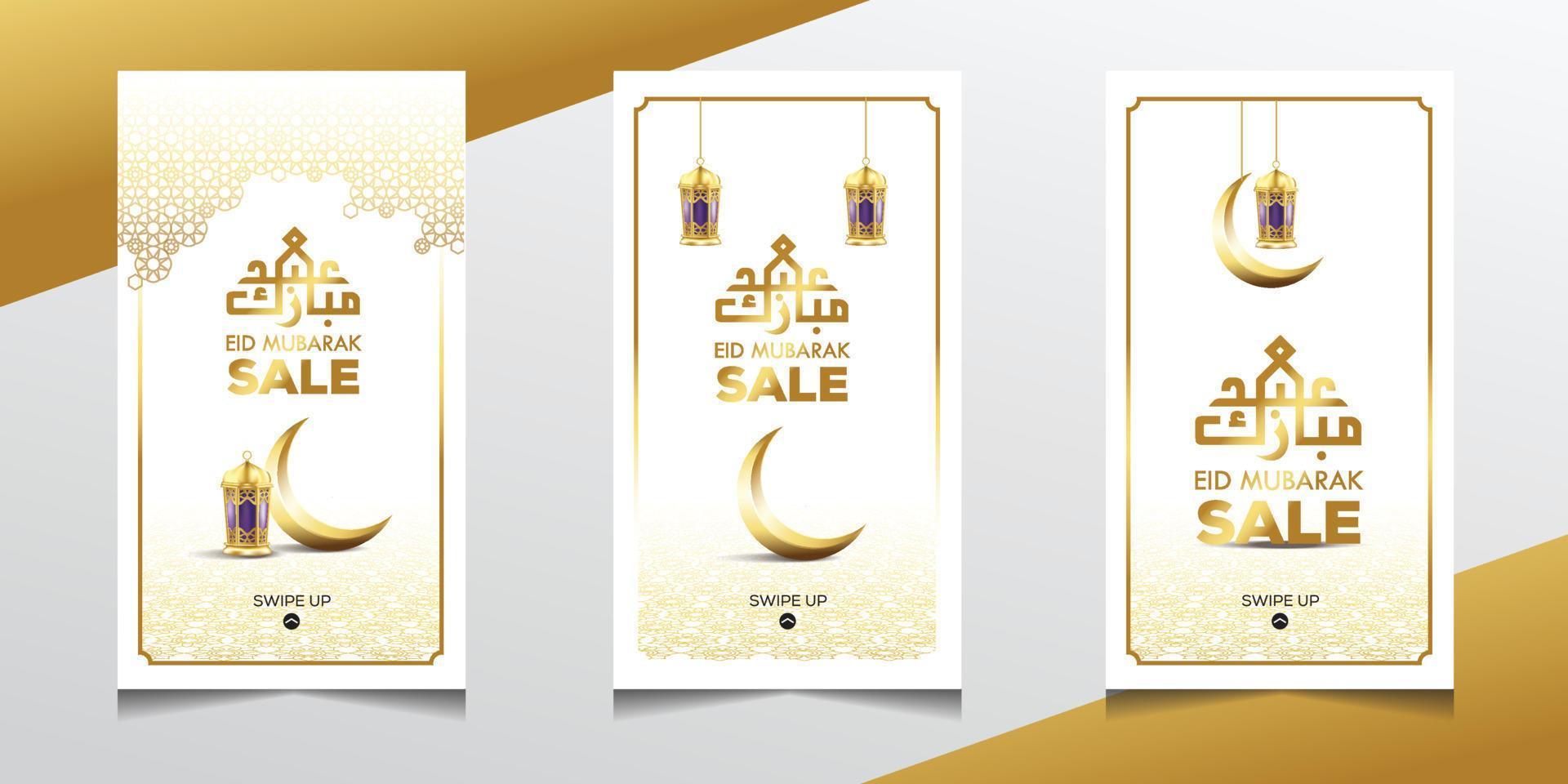 Eid sale stories post template banners ad. Editable vector illustration.
