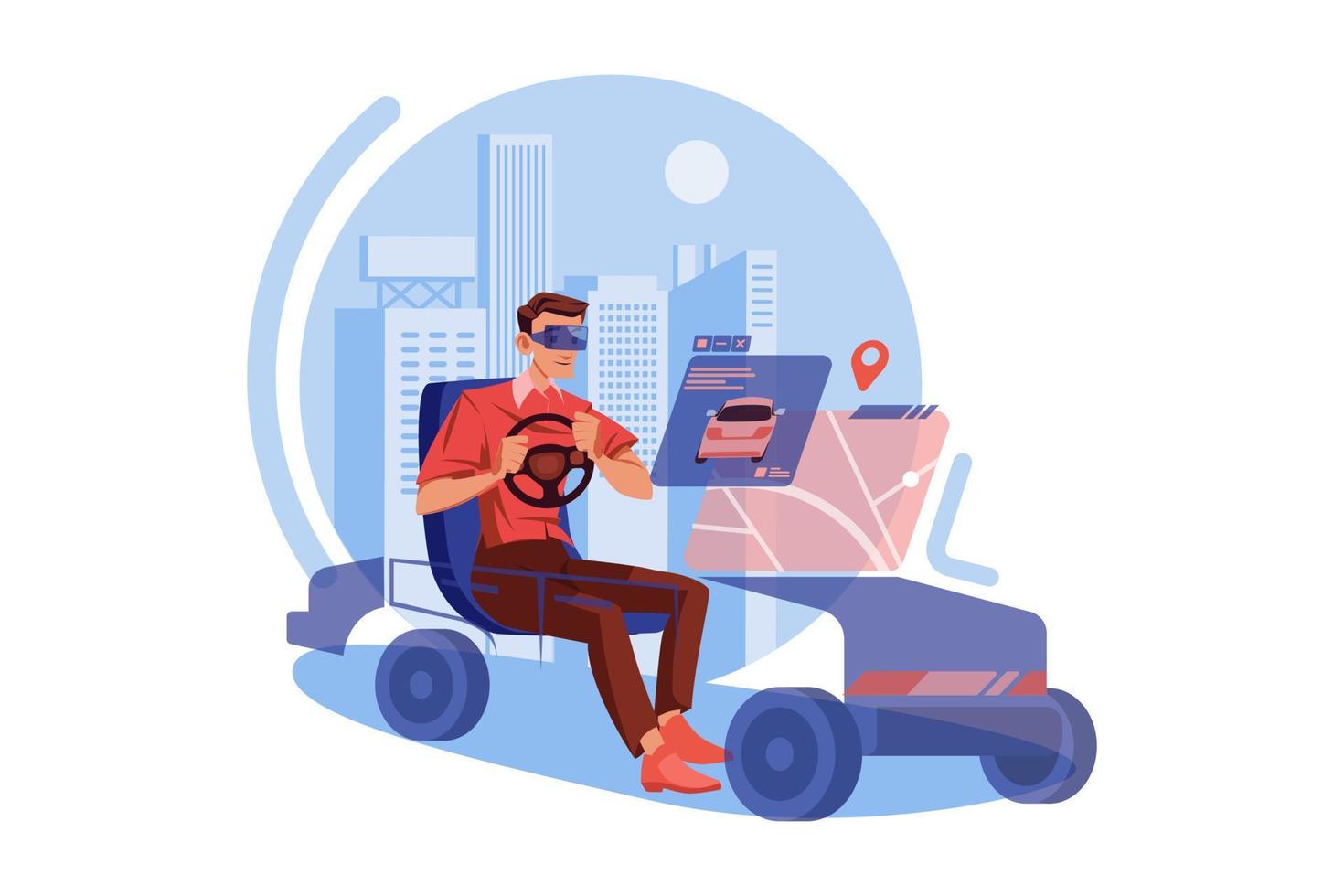 Man experiencing metaverse world vector