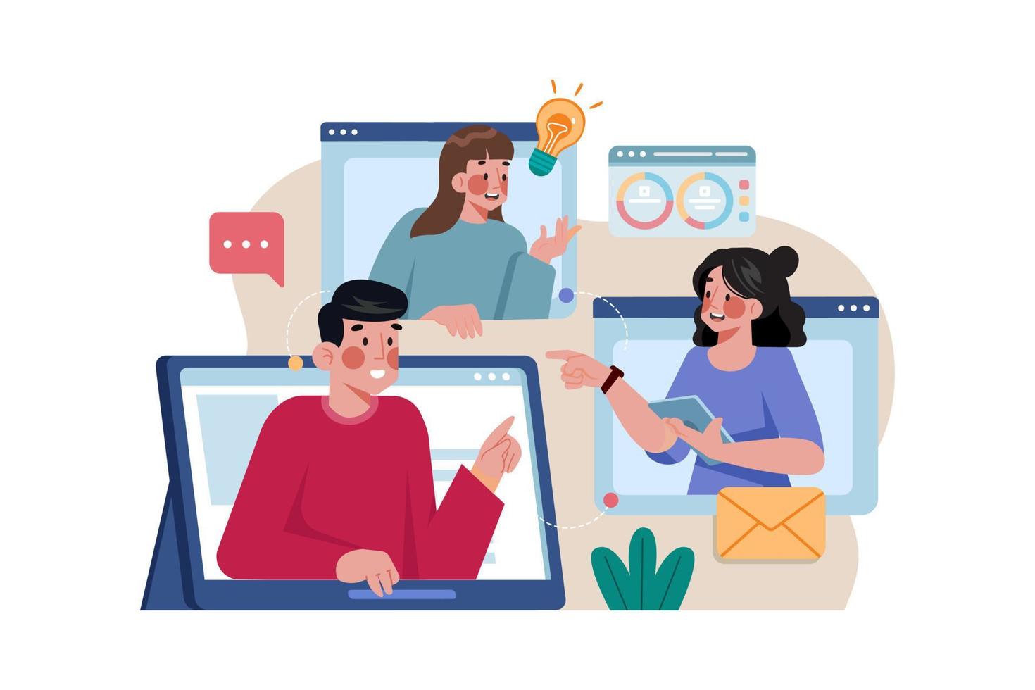 Online Meeting Illustration vector