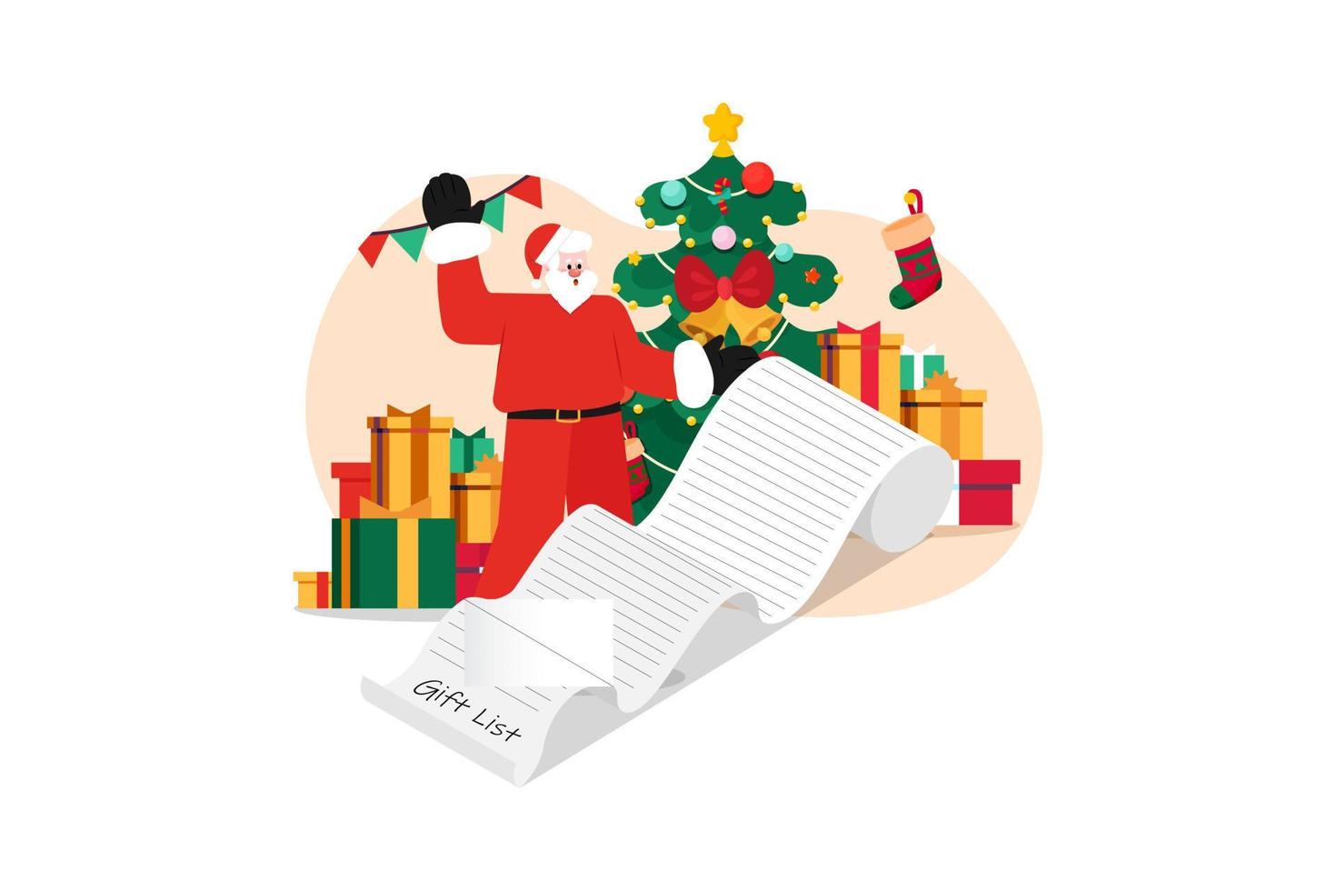 Santa with Christmas gift list vector