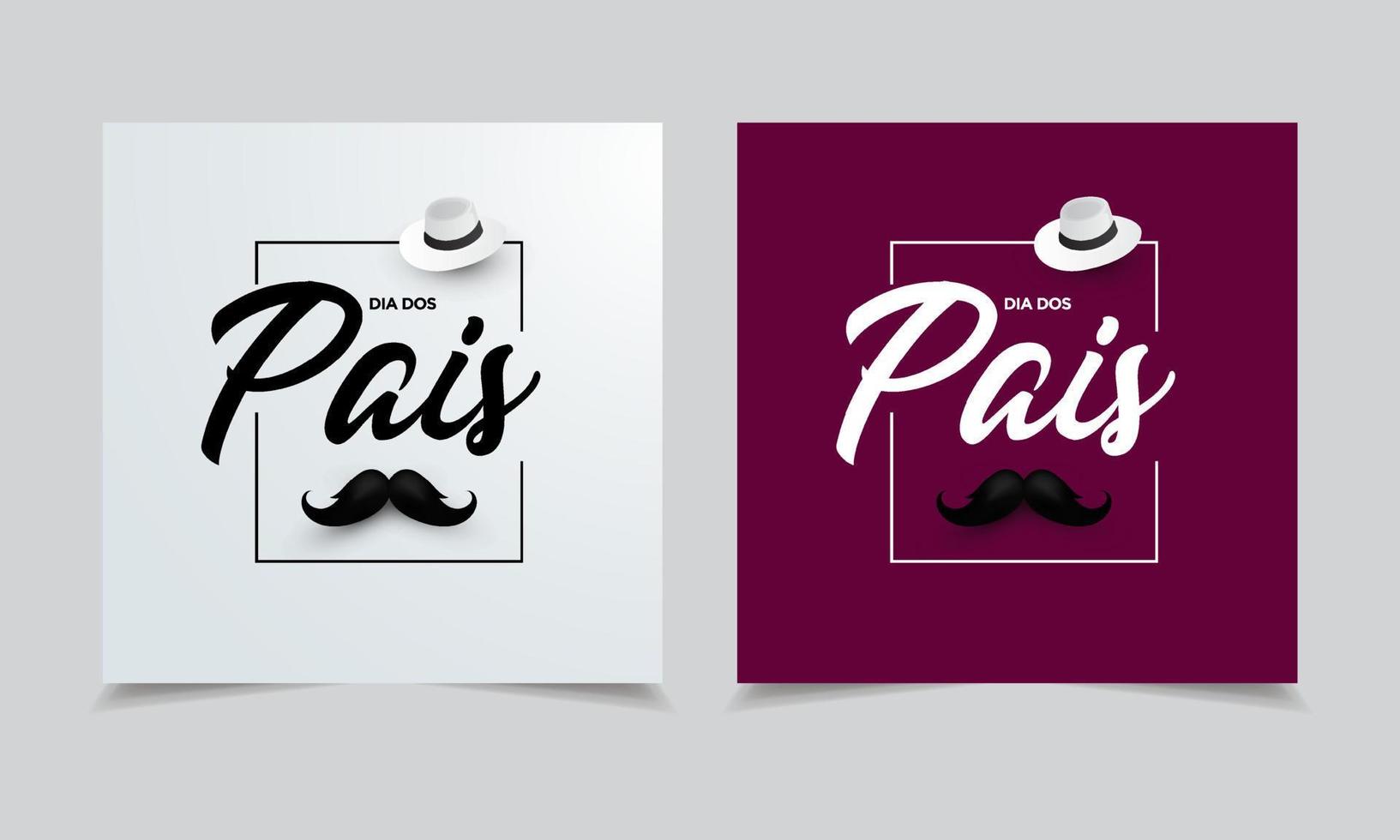 conjunto de fondo de diseño de feliz día del padre con corazón, sombrero y bigote vector