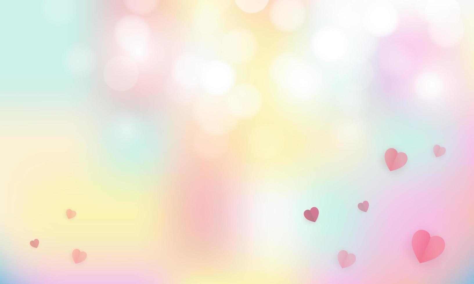 Colorful and shiny pastel design background with hearts vector. vector