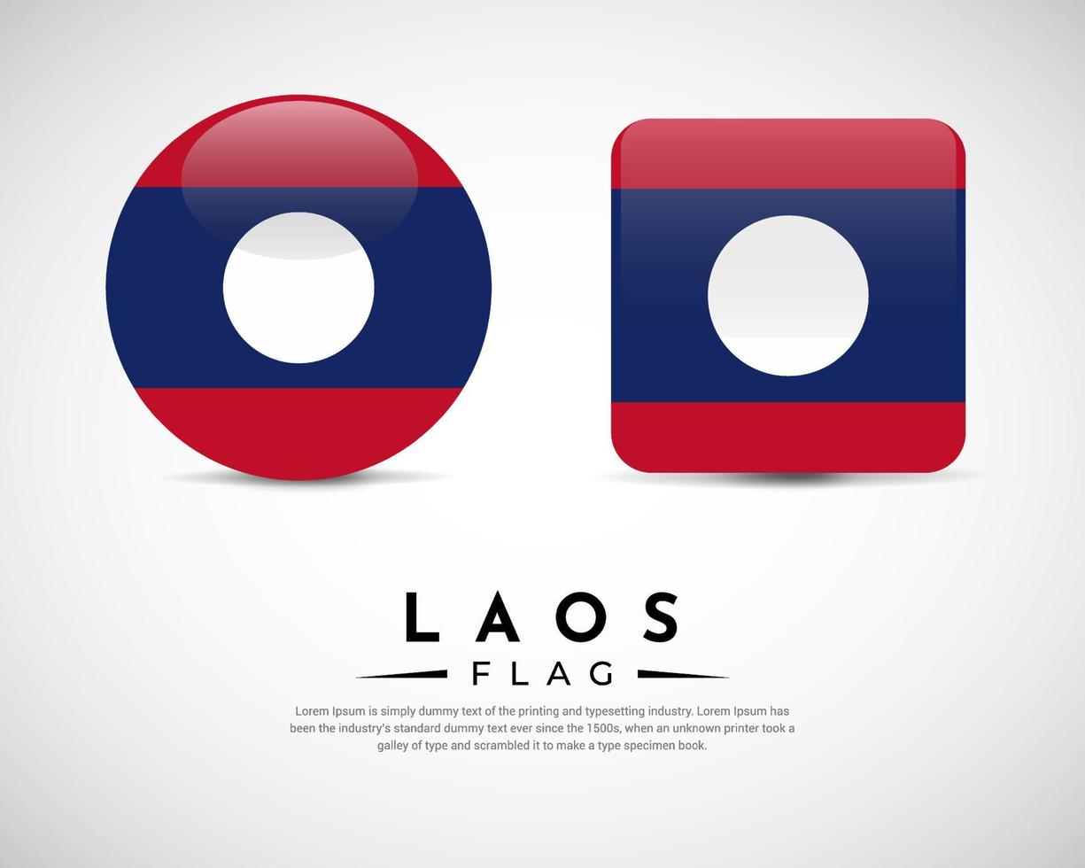 vector de icono de bandera de laos realista. conjunto de vector de emblema de bandera de laos