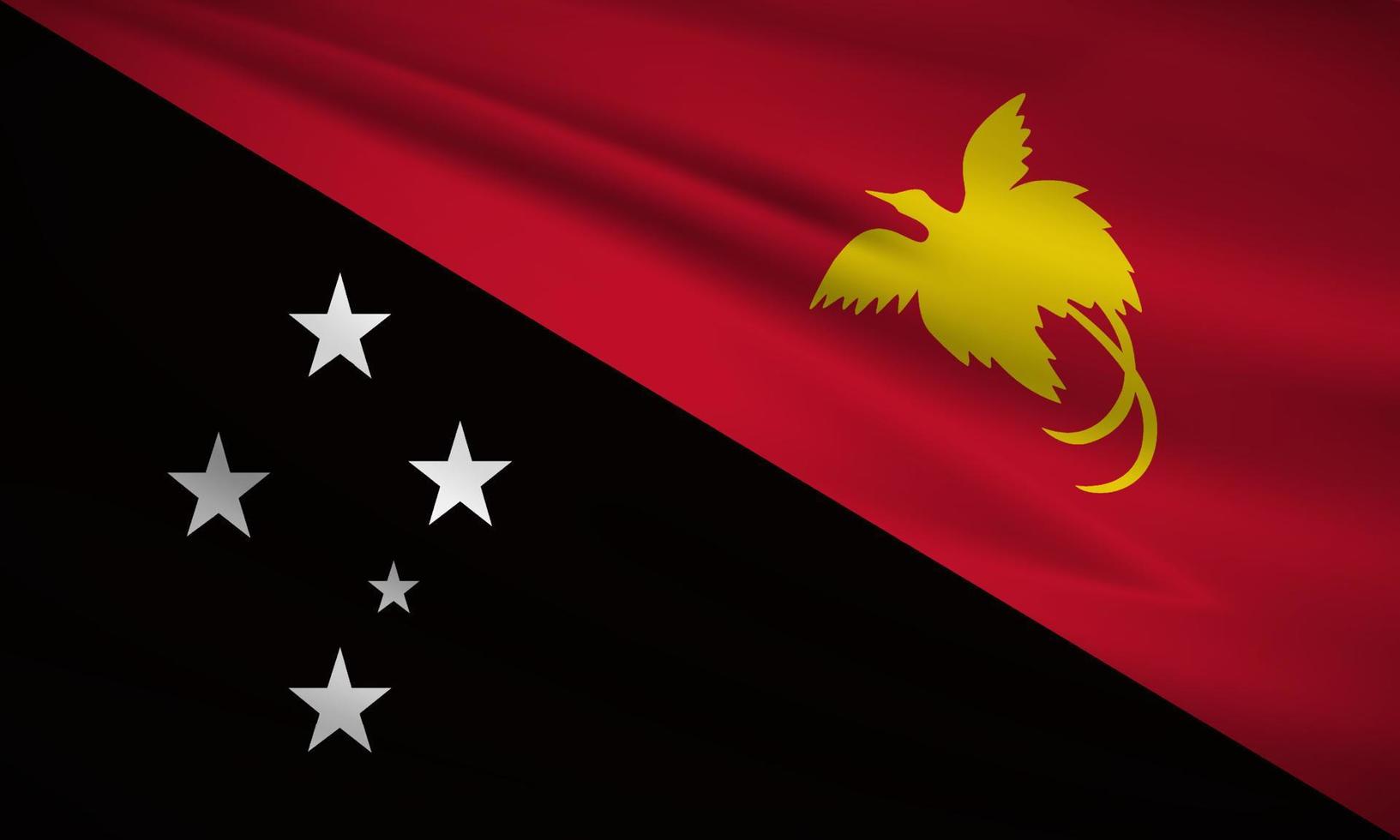 Realistic wavy flag of Papua new guinea background vector. Papua new guinea wavy flag vector