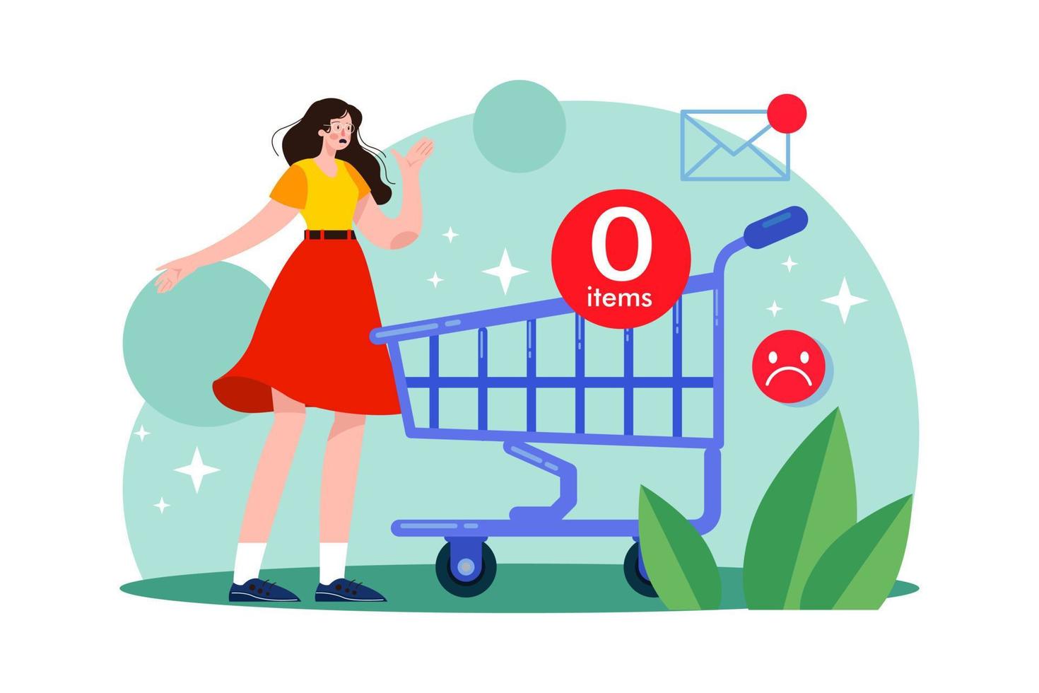 Empty Cart flat Illustration concept vector